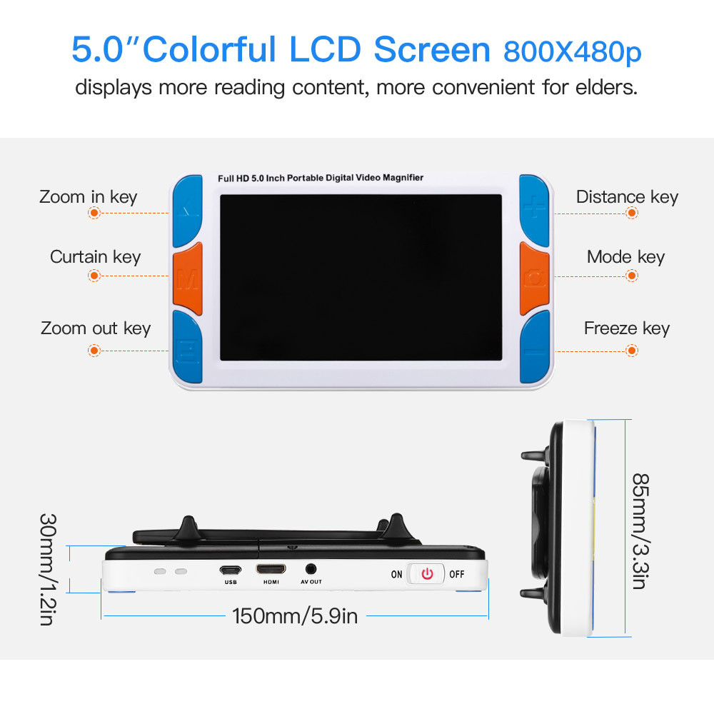 Eyoyo 5.0' Inch LCD 3-48X Port - Digital Magnifier Reading recension och pris